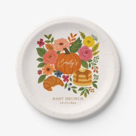 Pumpkin Baby Shower Paper Plate, Fall Floral Pappteller