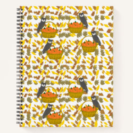 Pumpkin Basket Fall Leaves Spiral Notebook Notizbuch