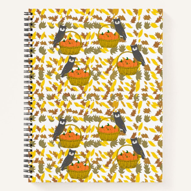 Pumpkin Basket Fall Leaves Spiral Notebook Notizbuch (Vorderseite)