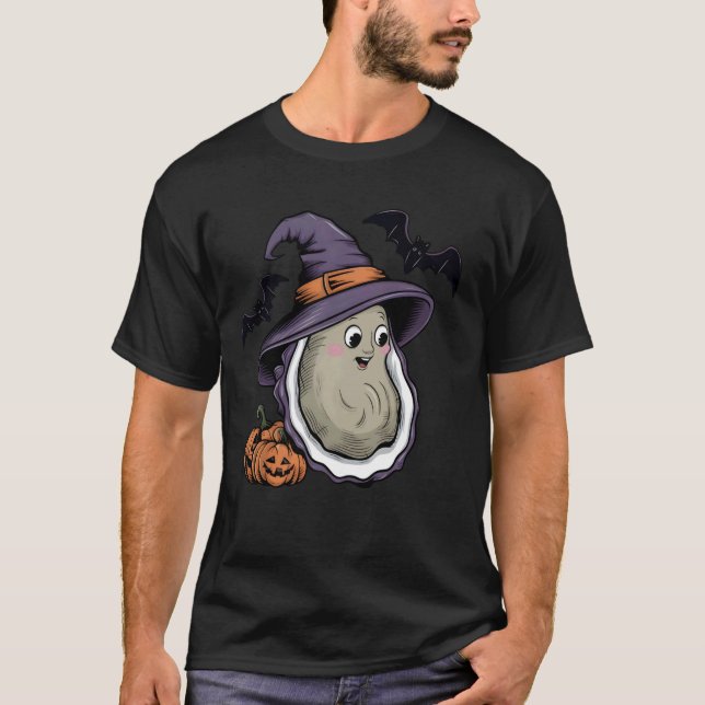 Pumpkin Bat Hexenkostüm Oyster Halloween T-Shirt (Vorderseite)