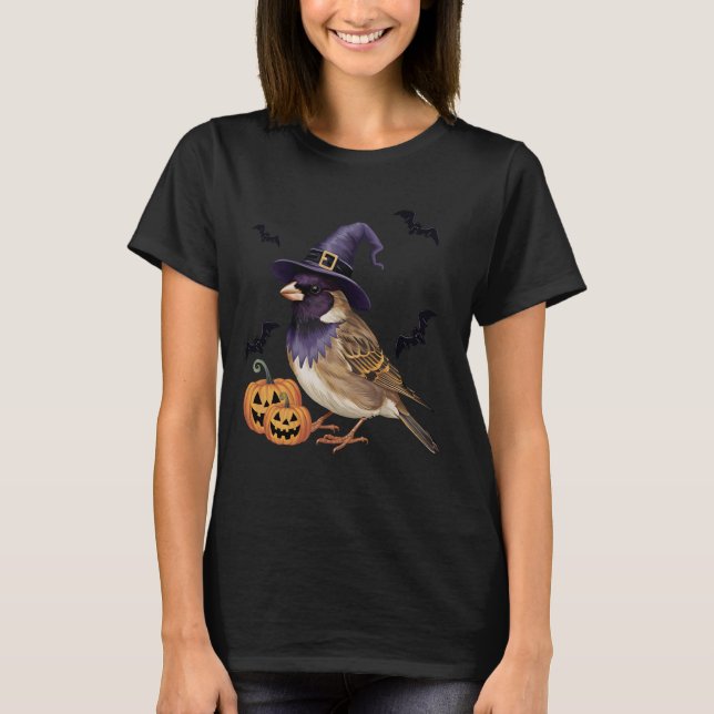 Pumpkin Bat Hexenkostüm Sparrow Bird Halloween 1 T-Shirt (Vorderseite)