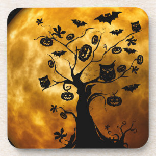Pumpkin, Bat, Owl und Orange Moon Getränkeuntersetzer