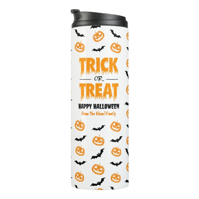 Pumpkin Bat Trick oder Behandlung individuell anpa Thermosbecher (Nach rechts gedreht)