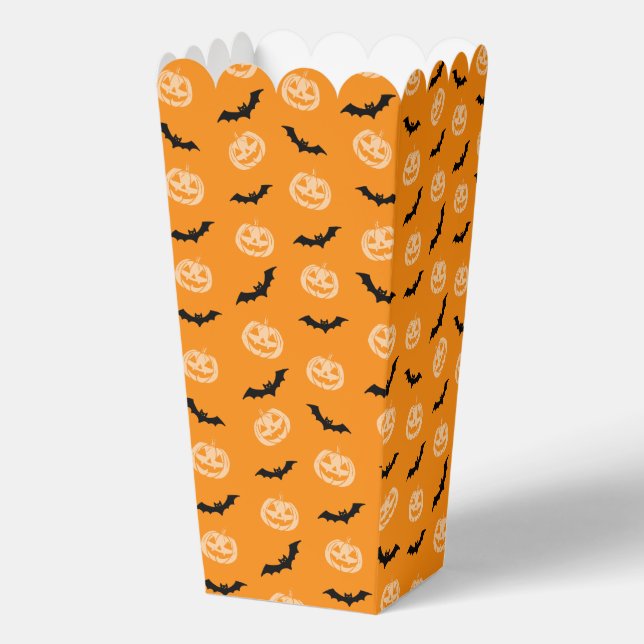 Pumpkin Bat Trick oder Treat Orange Muster Geschenkschachtel (Vorderseite)