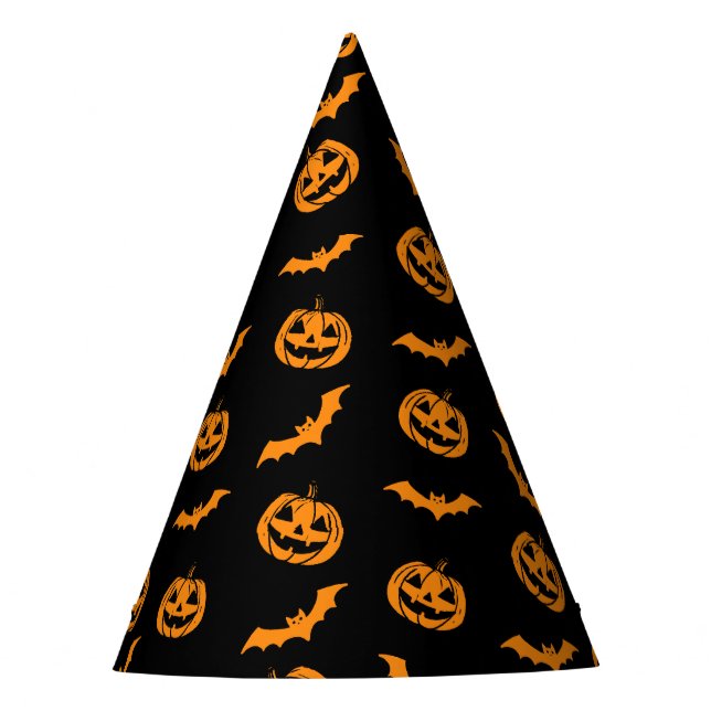 Pumpkin Bat Trick oder Treten dunkles Muster Partyhütchen (Vorderseite)