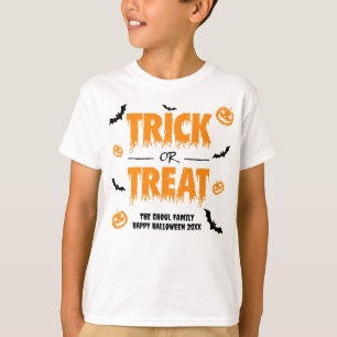 Pumpkin Bat Trick oder Treten Licht Thema 2 Kinder T-Shirt
