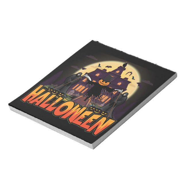Pumpkin Beängstigend House, Halloween Notizblock (Rotiert)