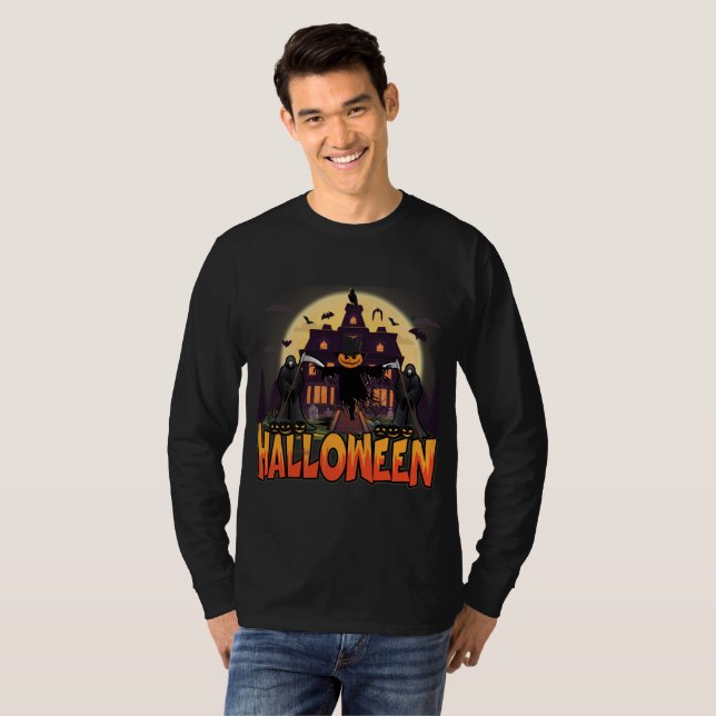 Pumpkin Beängstigend House, Halloween T-Shirt (Vorne ganz)
