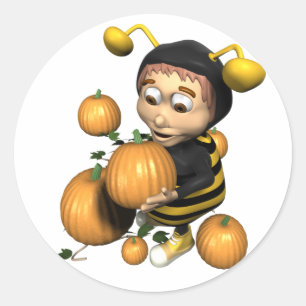 Pumpkin Bee Runder Aufkleber