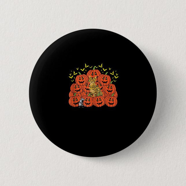Pumpkin Bengalisch Cat Halloween Kitten Kürbislate Button (Vorderseite)