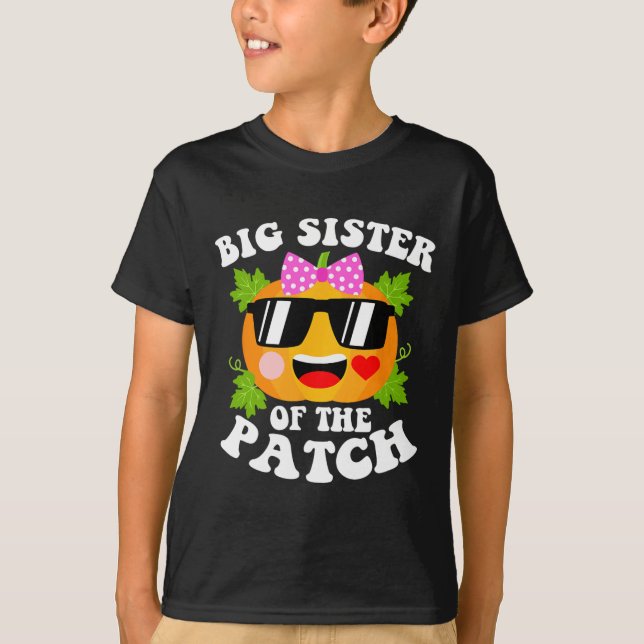 Pumpkin Big Sister der Patch Funny Halloween F T-Shirt (Vorderseite)