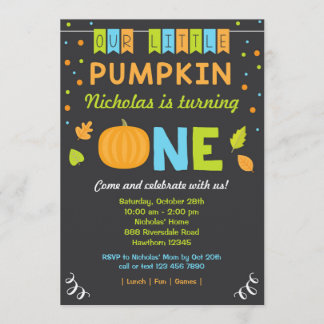 Pumpkin Birthday Einladung, 1. Geburtstag Einladun Einladung