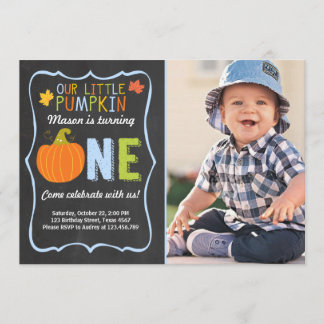 Pumpkin Birthday Einladung Blue First Geburtstag