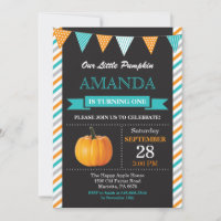 Pumpkin Birthday Einladung Orange Aqua Turquoise