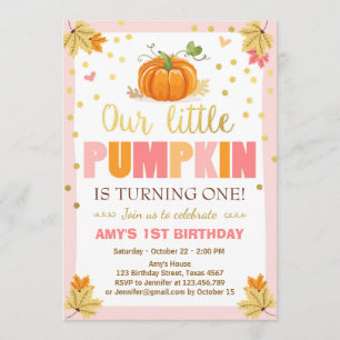 Pumpkin Birthday Einladung Pink Erster Geburtstag