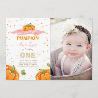 Pumpkin Birthday Einladung Pink Erster Geburtstag