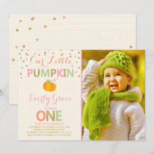 Pumpkin Birthday Einladung Pink Gold Pumpkin