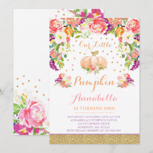 Pumpkin Birthday Einladung Pink Gold Pumpkin