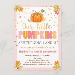 Pumpkin Birthday Einladung Pink Twin Joint Dual