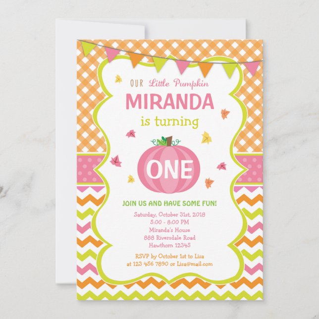 Pumpkin Birthday Einladung / Pumpkin Einladung (Vorderseite)