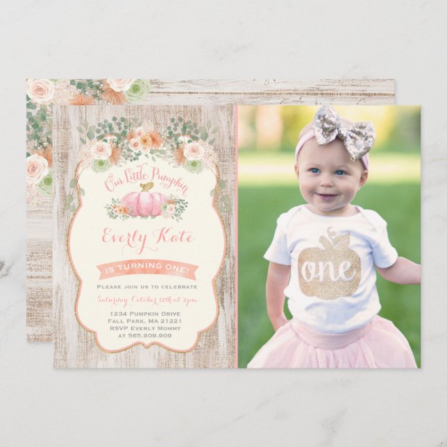 Pumpkin Birthday Einladung Rustic Pumpkin Party (Vorne/Hinten)