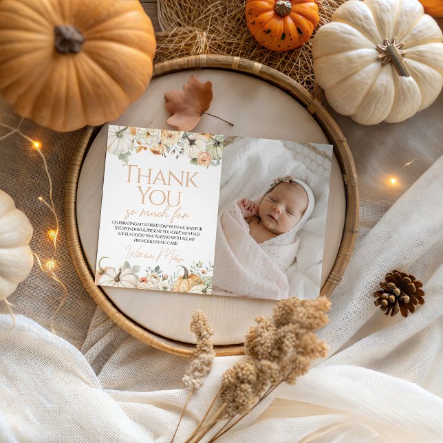 Pumpkin Birthday Foto Vielen Dank Einladung (Von Creator hochgeladen)