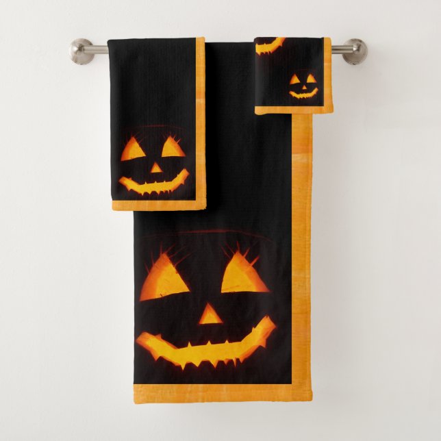 Pumpkin Black and Orange Badetuch Set (Insitu)