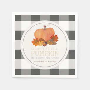 Pumpkin Black Buffalo Karos Geburtstag Napkins Serviette