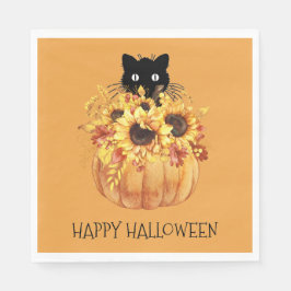 Pumpkin Black Cat Halloween Napkins Serviette