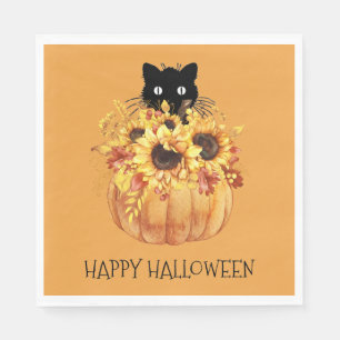 Pumpkin Black Cat Halloween Napkins Serviette