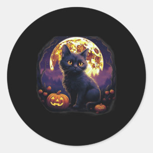 Pumpkin Black Cat Halloween Vintages Kostüm für We Runder Aufkleber