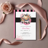 Pumpkin Black Pink Floral Truck Baby Dusche