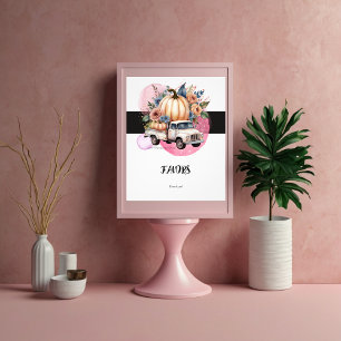 Pumpkin Black Pink Floral Truck Baby Dusche Fotodruck