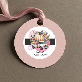 Pumpkin Black Pink Floral Truck Baby Dusche Geschenkanhänger