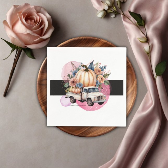 Pumpkin Black Pink Floral Truck Baby Dusche Serviette (Von Creator hochgeladen)