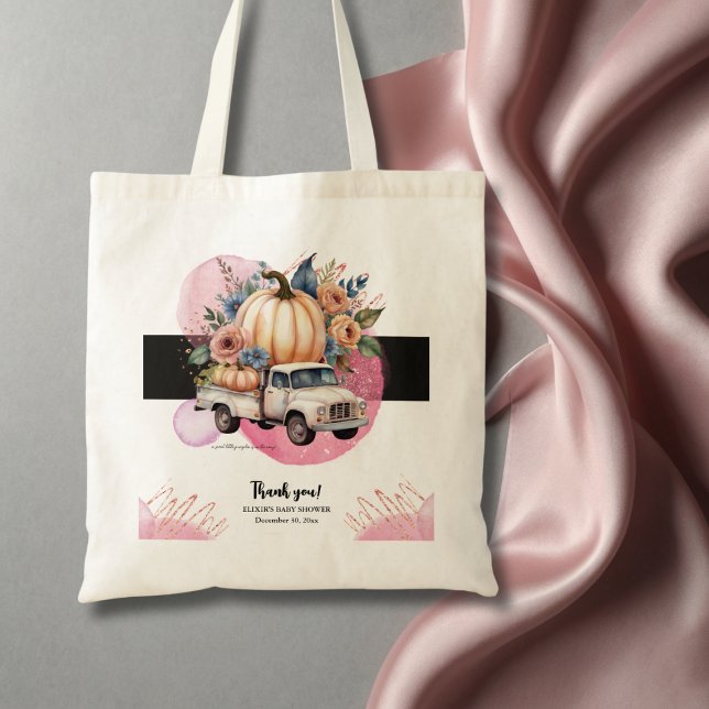 Pumpkin Black Pink Floral Truck Baby Dusche Tragetasche (Von Creator hochgeladen)