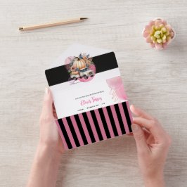 Pumpkin Black Pink Floral Truck Baby Duschgame All In One Einladung