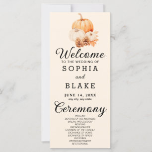 Pumpkin & Blätter Fall Almond Wedding Program