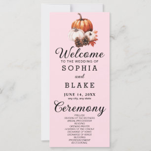 Pumpkin & Blätter Fall Soft Pink Wedding Program