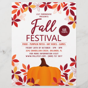 Pumpkin Blätter Frame Fall Festival Event Flyer
