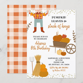 Pumpkin Blätter und Stapel von Hay Birthday Invita Einladung