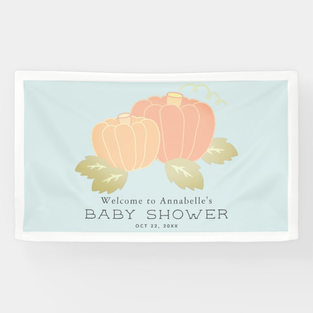 Pumpkin Blue Boy Baby Dusche Willkommen Banner (Horizontal)