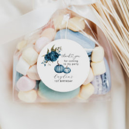 Pumpkin Blue Floral Geburtstagsparty Gefallen Runder Aufkleber