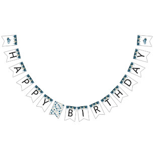 Pumpkin Blue Floral Happy Geburtstag Party Dekorat Wimpelkette