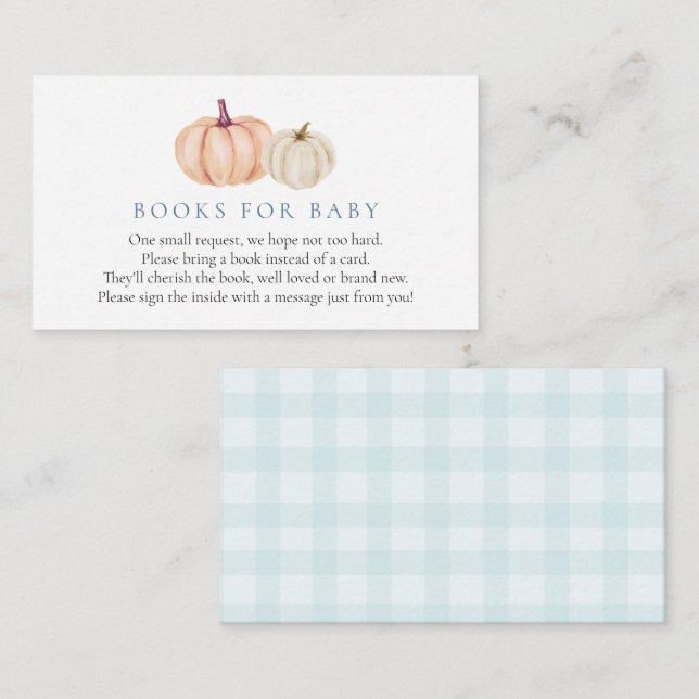 Pumpkin Blue Gingham Books for Baby Enclosure Begleitkarte (Vorne/Hinten)