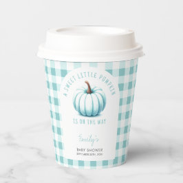 Pumpkin Blue Gingham Kariert Boy Baby Shower Pappbecher