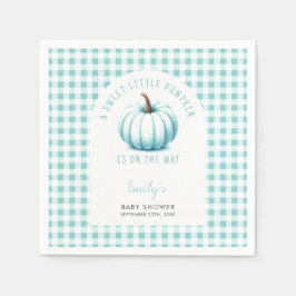 Pumpkin Blue Gingham Kariert Boy Baby Shower Serviette