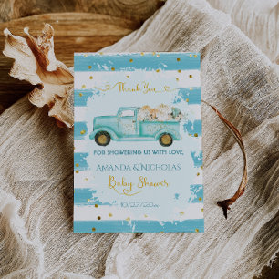 Pumpkin Blue Gold Herbst Herbstdusche Dankeskarte