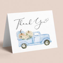 Pumpkin Blue Truck Baby Boy Dusche Dankeskarte