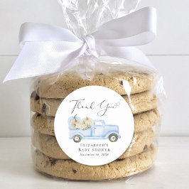 Pumpkin Blue Truck Baby Boy Dusche Vielen Dank Runder Aufkleber